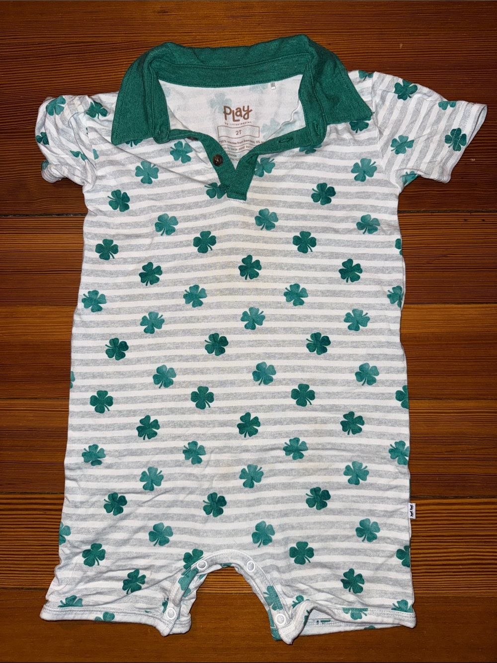 Little Sleepies Green Clover Polo One-Piece Bodysuit